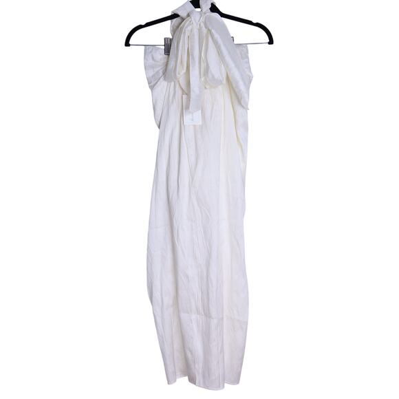 JULIA AMORY NWT Dupioni Silk Halter Dress Ivory Knee Length Tie Neck Women's XS - Picture 2 of 9